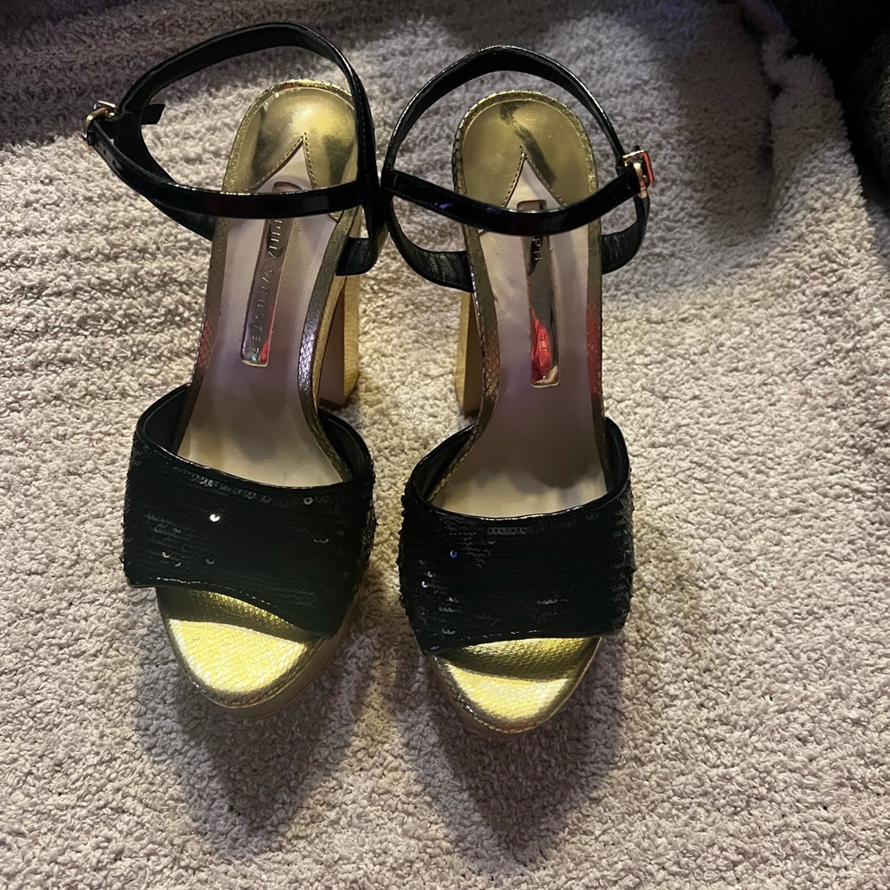 GORGEOUS Sophia Webster black and gold platforms